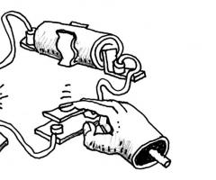 Hand on telegraph key, by Brad Harley